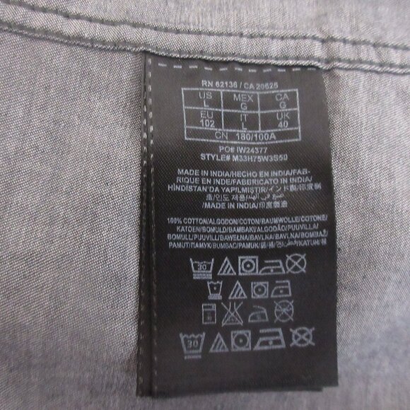 Guess Mens DEAN Shirt Sz Large Slim Fit Black Button Front LS Epaulets Military - Picture 4 of 5